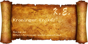 Kroninger Enikő névjegykártya